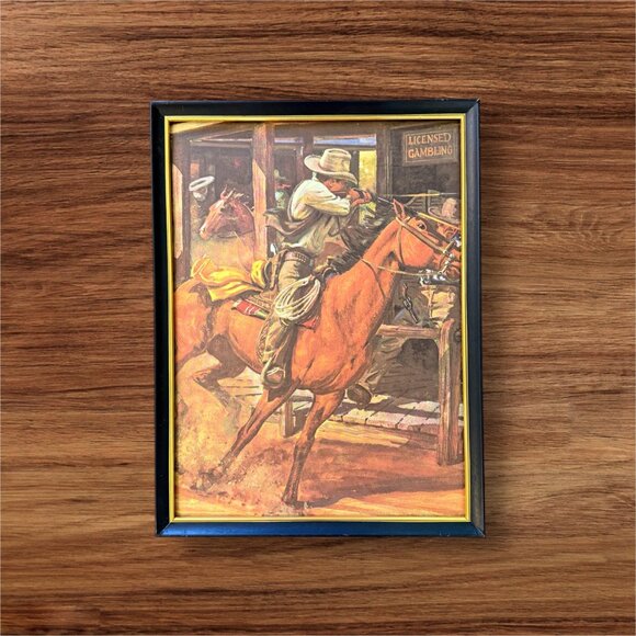 Mid Century Western Framed Gun Slinging Cowboys - Picture 12 of 17